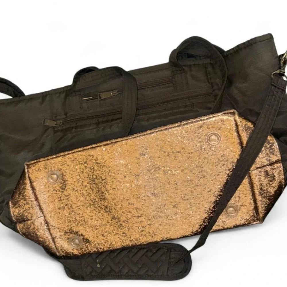 Lug Black Quilted Tote Bag | Lightweight Travel Crossbody Laptop Work Bag